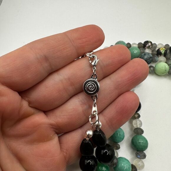 20" Double stranded stone, ceramic and cloisonné beaded necklace! - Picture 10 of 14